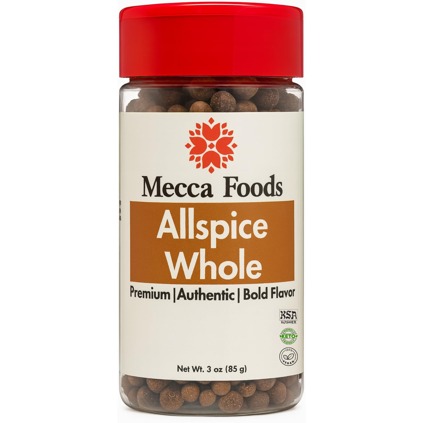 Whole Allspice Berries - Premium Grade Pimento Spice, Non-GMO, Ideal for Baking, Pickling & Jamaican Jerk Recipes - 3 oz PET Jar by Mecca Foods