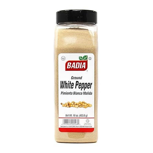 Badia Ground White Pepper, 16 oz - Smooth, Mellow Heat and Delicate Flavor for Light Sauces, Soups, Poultry and Seafood