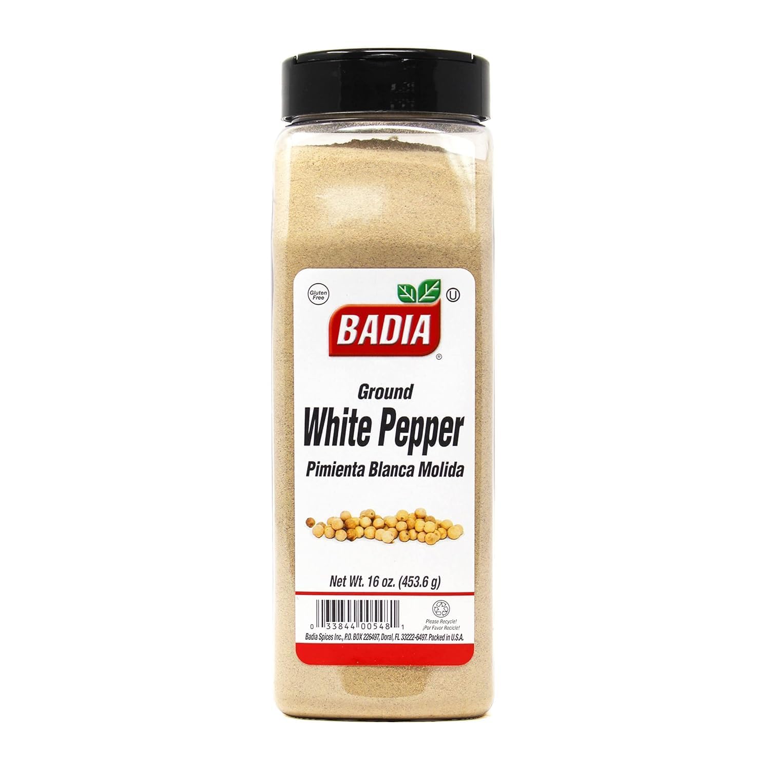 Badia Ground White Pepper, 16 oz - Smooth, Mellow Heat and Delicate Flavor for Light Sauces, Soups, Poultry and Seafood