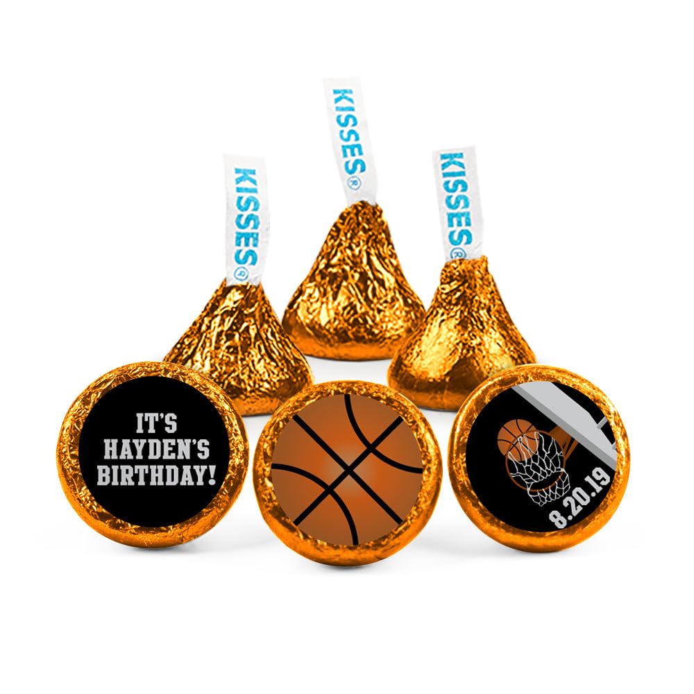 108ct Personalized Basketball Kid's Birthday Party Favors Kiss Stickers