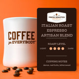 Fresh Roasted Coffee, Italian Roast Drip Ground Coffee, Dark Roast, Kosher, 5 lb (80 oz)