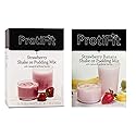 PROTIFIT - High Protein Strawberry & Strawberry Banana Pudding & Shake Mix 2 Pack, 15g Protein, Low Calorie, Low Fat, Low Carb, Aspartame Free, Idea