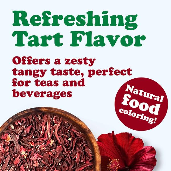 Food to Live Organic Hibiscus Flowers, 1 Pound - Cut and Sifted Loose Leaf Tea, Sourced from Egypt, Plant-Based, Vegan, Kosher, Bulk