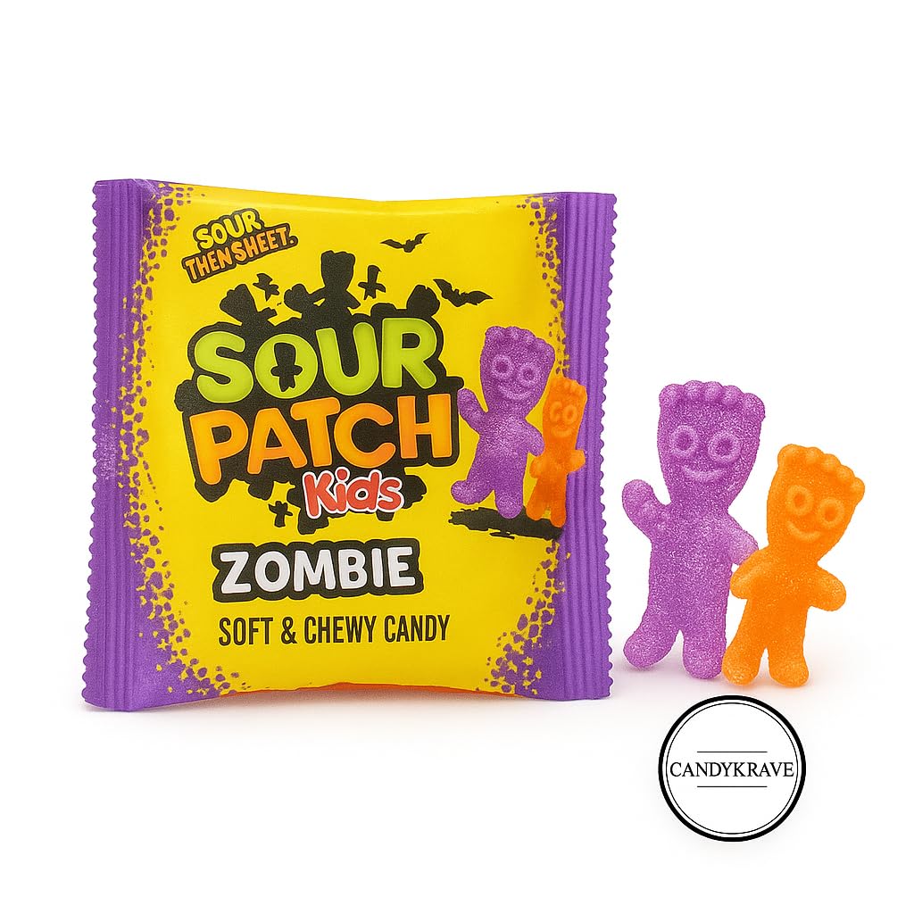 SourPatch Kids Soft & Chewy Candy - Zombies - Individually Wrapped Sweet & Sour Candy Pack - Delicious Gummy Treats for Halloween, Pinata Stuffers