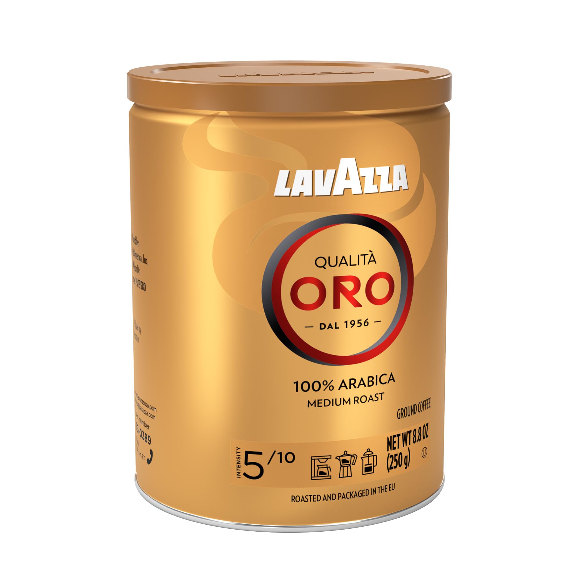 Lavazza Qualità Oro Ground Coffee, Medium Roast, 100% Arabica, 8.8 oz Tin (Pack of 6)
