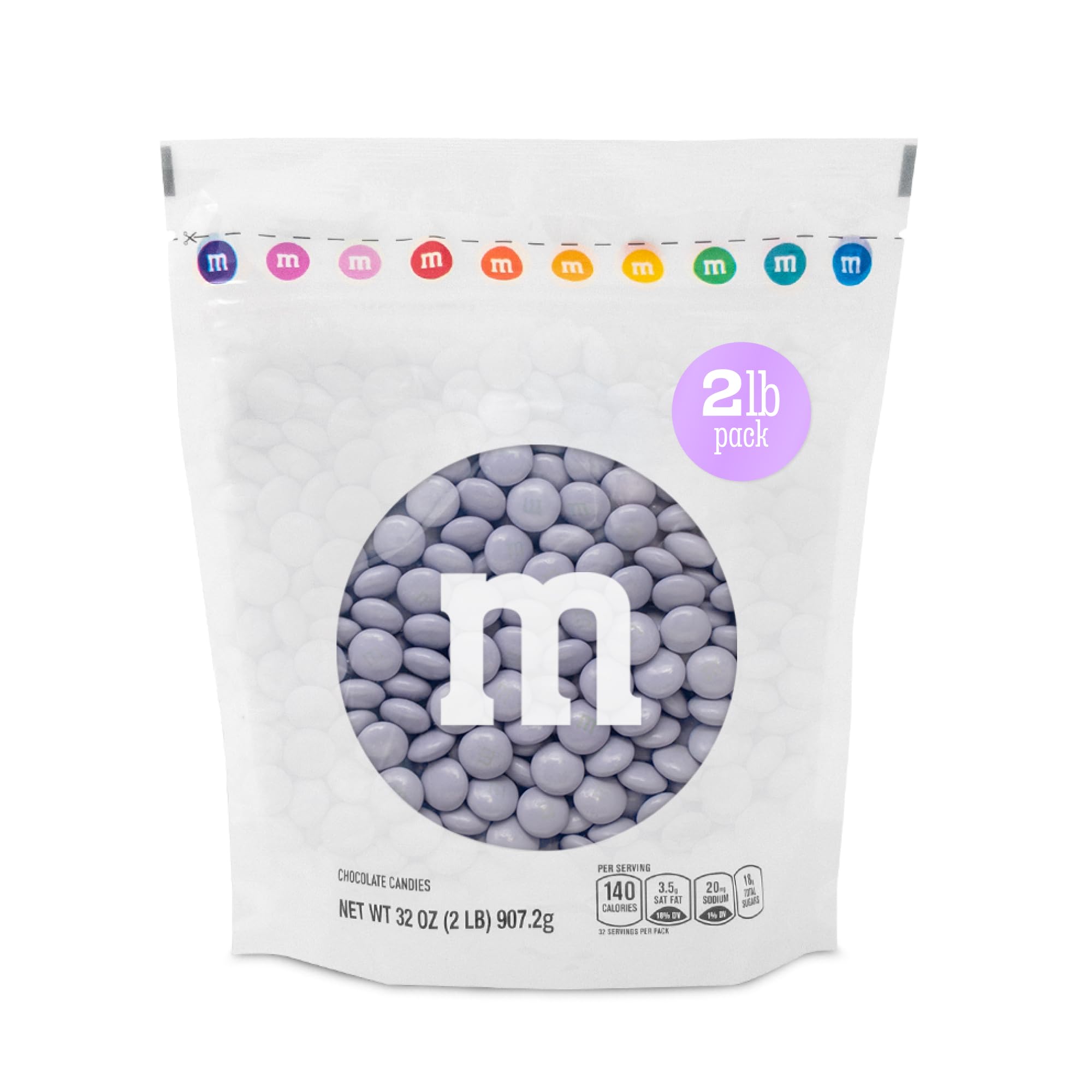 M&M’S WORLD Light Purple Milk Chocolate Candy - 2lbs Resealable Purple Candy Pack for Easter, Mother's Day, Graduations, Birthday Parties, Weddings