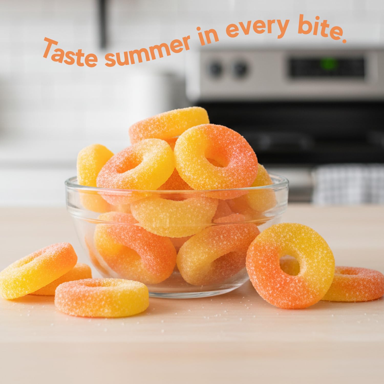 Purple Truck Candy Co. Peach Rings - Soft Chewy Gummy Candy with Delicious Peach Flavor - Allergen-Free Fruit Gummies - Perfect for Parties, Gift