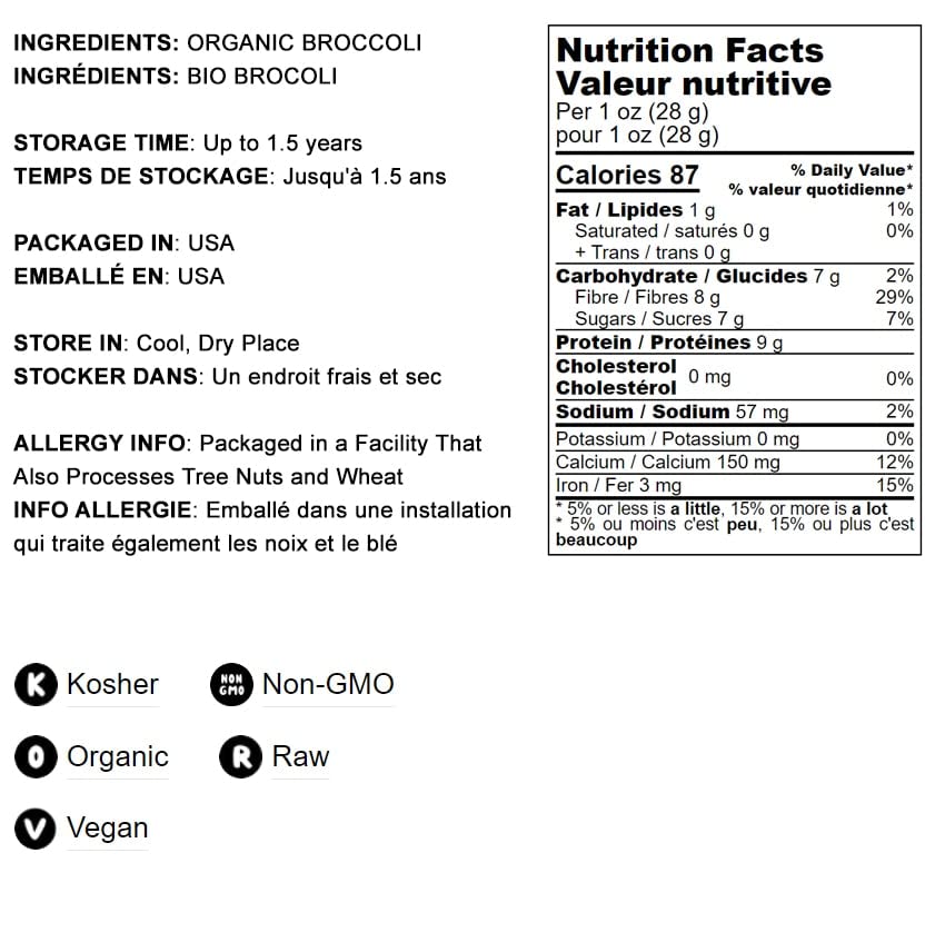 Food to Live Organic Broccoli Powder, 4 Ounces - Non-GMO, Raw, Kosher, 100% Pure, Ground from Whole Vegetables, Vegan Superfood, Bulk, Rich in Fiber