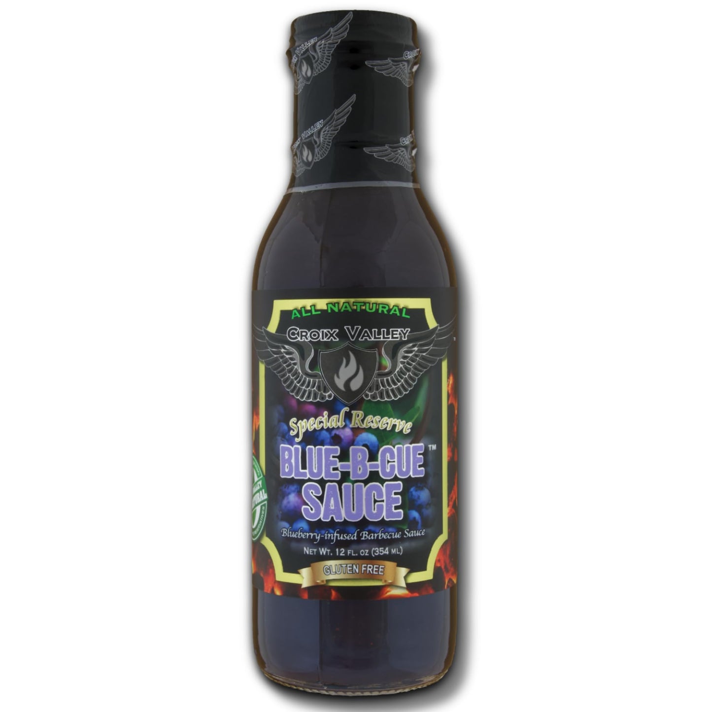 Croix Valley Blue-B-Cue™ BBQ Sauce - 3 Pack (12 oz Glass Bottles) - Real Blueberry Sweet & Smokey Flavor - Gluten-Free, No MSG, No High Fructose Corn