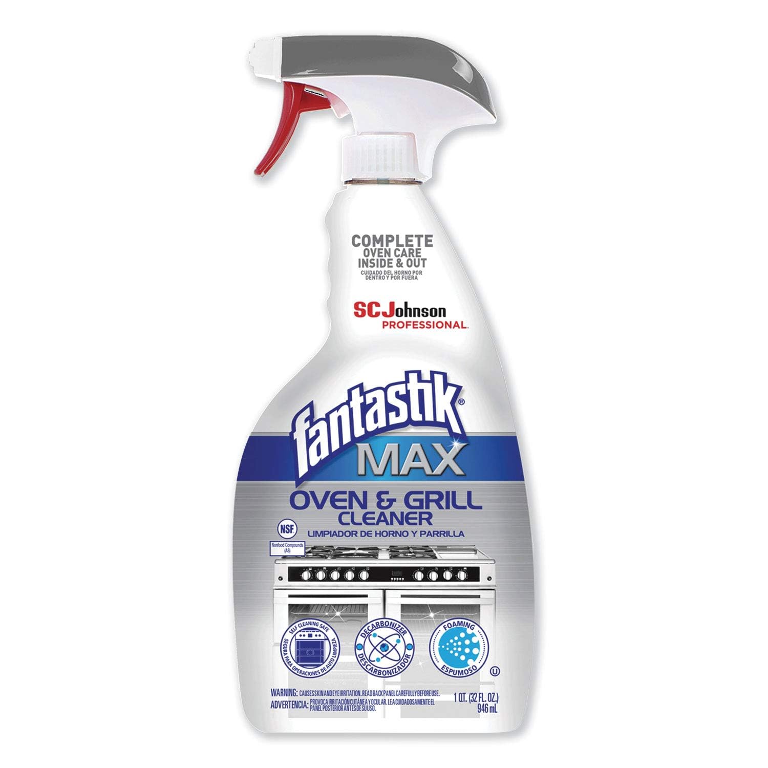 SC Johnson Professional Fantastik Max Oven & Grill Cleaner Spray, Cleans Inside and Out, 32 Fl Oz