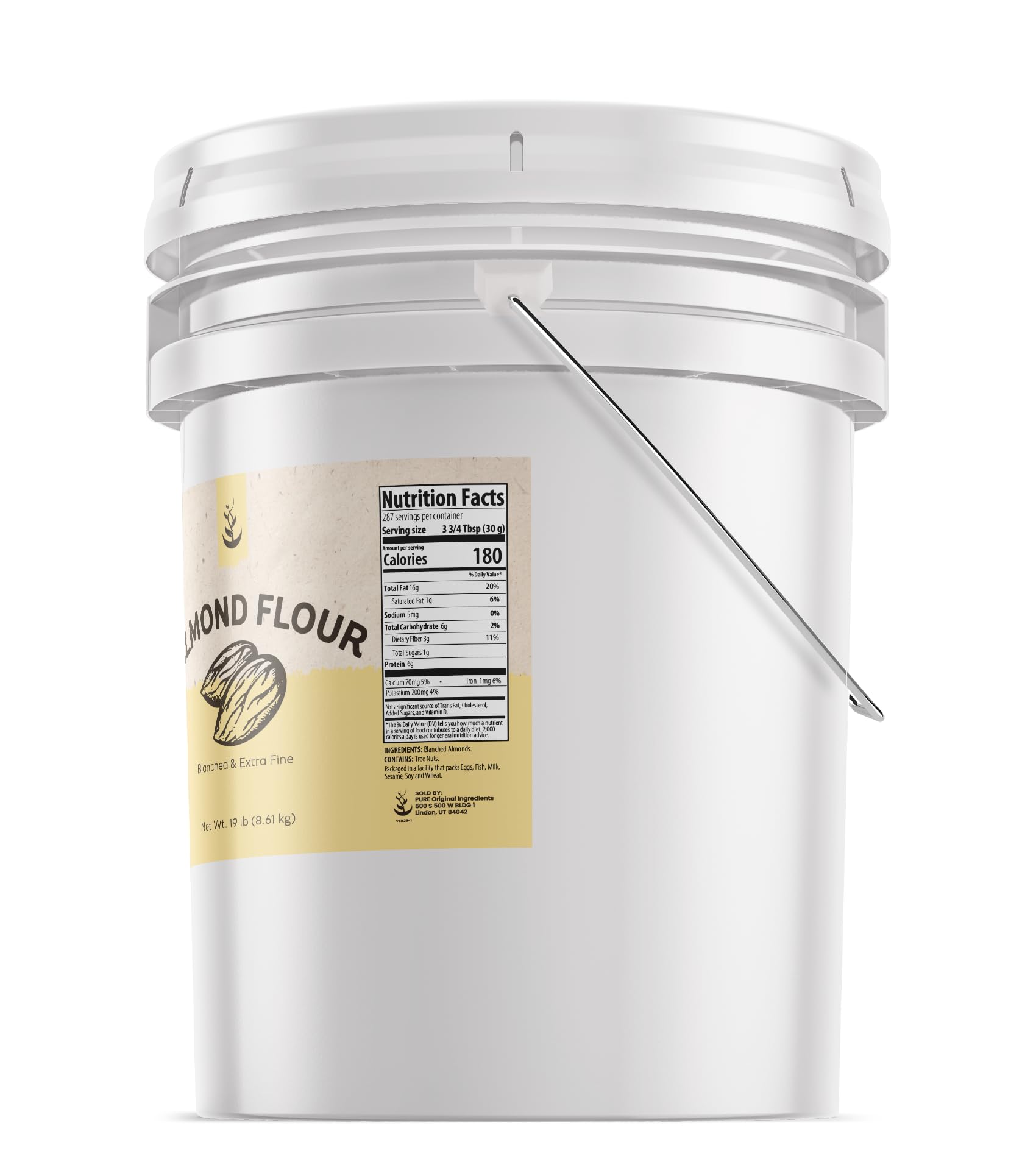 Pure Original Ingredients Almond Flour 5 Gallon Bucket (304 Ounce)