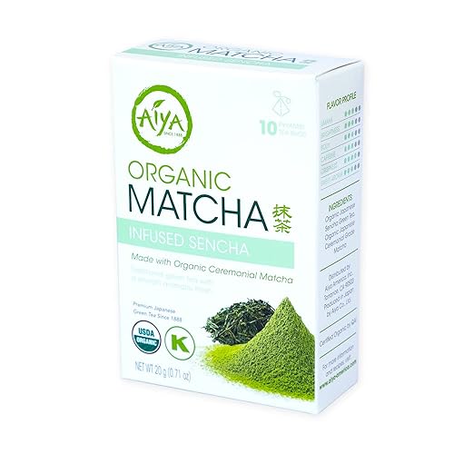 Aiya Organic Matcha Infused Sencha | Organic Ceremonial Matcha Green Tea, Organic Sencha | 10 Count