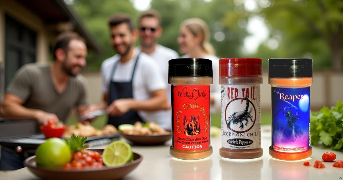 Wicked Reaper Extreme Chili Powder Gift Set, 3 Pack - Ghost, Scorpion, Carolina Reaper, 2 oz Bottles