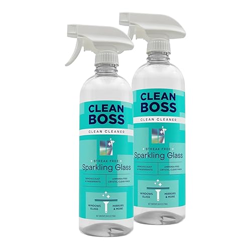 CleanBoss Sparkling Glass Cleaner, Streak-Free Formula for Windows and Mirrors, Plant-Powered (2)