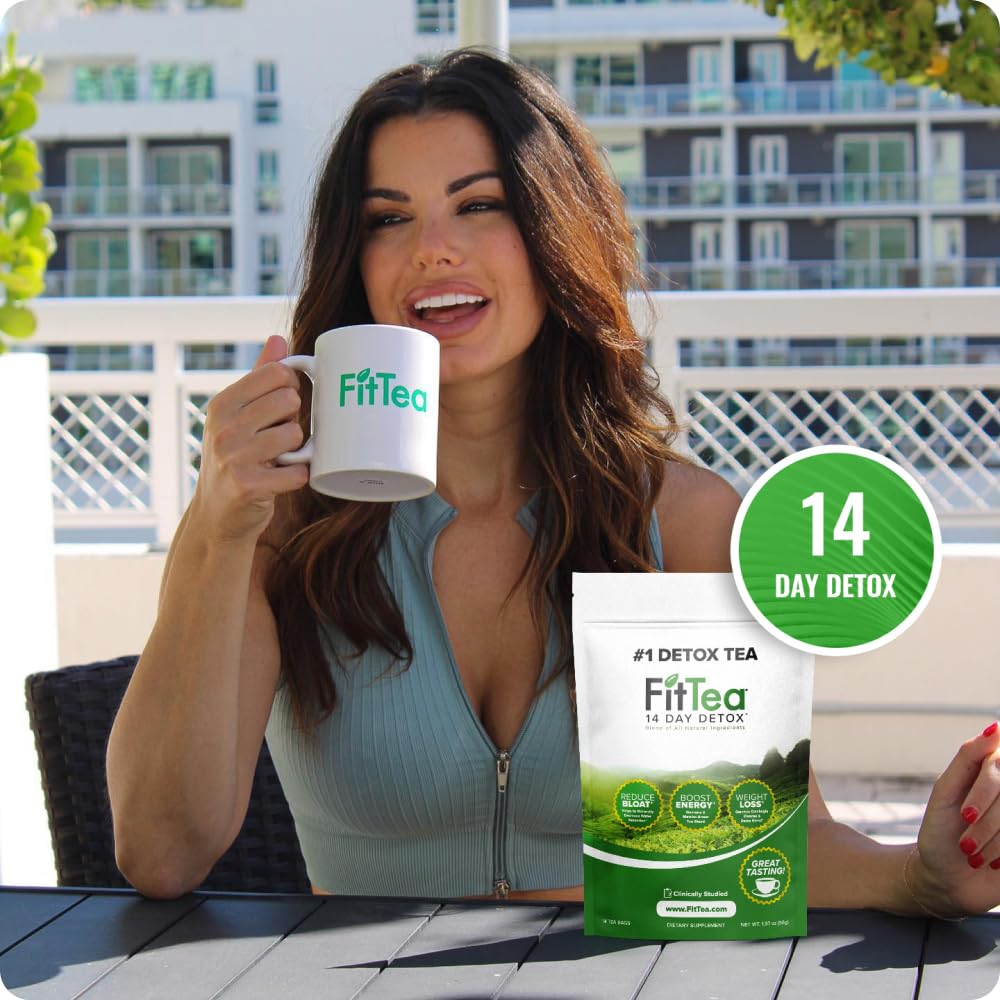 FitTea The Original 14 Day Detox Tea with Organic Green Tea ECGC, Garcinia Cambogia and Ginger - Colon Detox Cleanse to Help Bloating and Support