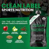 Clean Label Organic Fruit Smoothie Sports Pouches - Healthy Nutrition Drinks, Gluten Free, Caffeine Free, Vegan, Kosher, Convenient Snacks - Apple