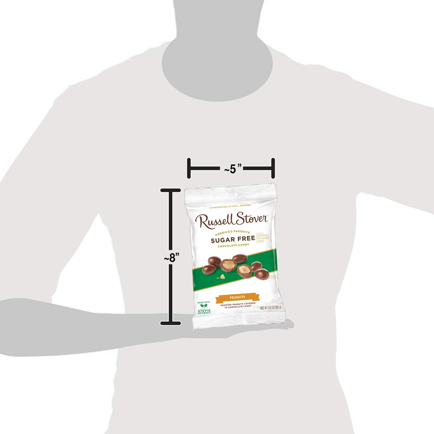 Russell Stover Sugar Free Chocolate Covered Peanuts, 3.6 oz. Bag