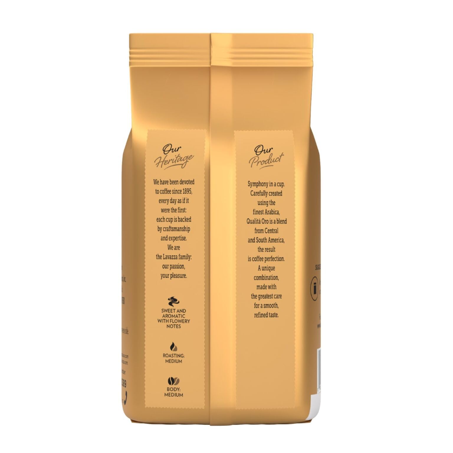 Lavazza Qualità Oro Whole Bean Coffee, Medium Roast, 100% Arabica, 2.2 lb Bag (Pack of 4)