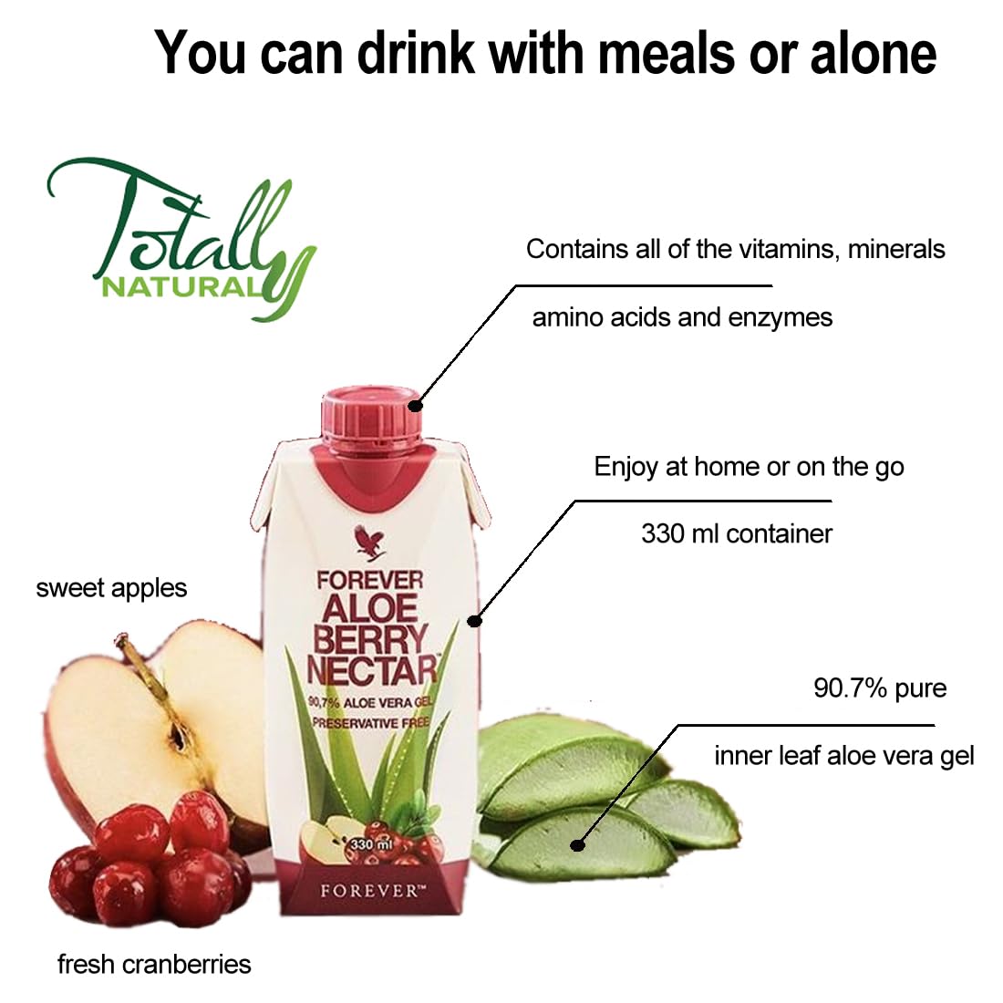 2 x Forever Aloe Berry Nectar Minis (330mL/11.15oz Each) 90.7% Pure Inner Leaf Aloe Vera Gel, No Added Preservatives. Gluten-Free (Pack of 2)