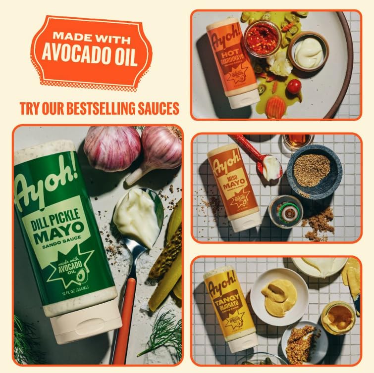 Ayoh Foods, Mayo Gone Wild, Made by Molly Baz - Easy to Squeeze, Perfect for; Sandwiches, Burgers, Fries, Nuggets, Wraps & Dips (4 Pack, Flavors Pack)