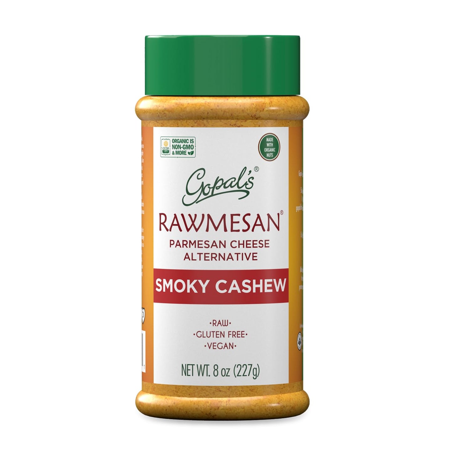 Vegan Nutritional Yeast Seasoning, Gopal’s Smoky Cashew Rawmesan (Parmesan Cheese Alternative) - 8 Ounces | Keto, Whole 30, and Paleo Friendly