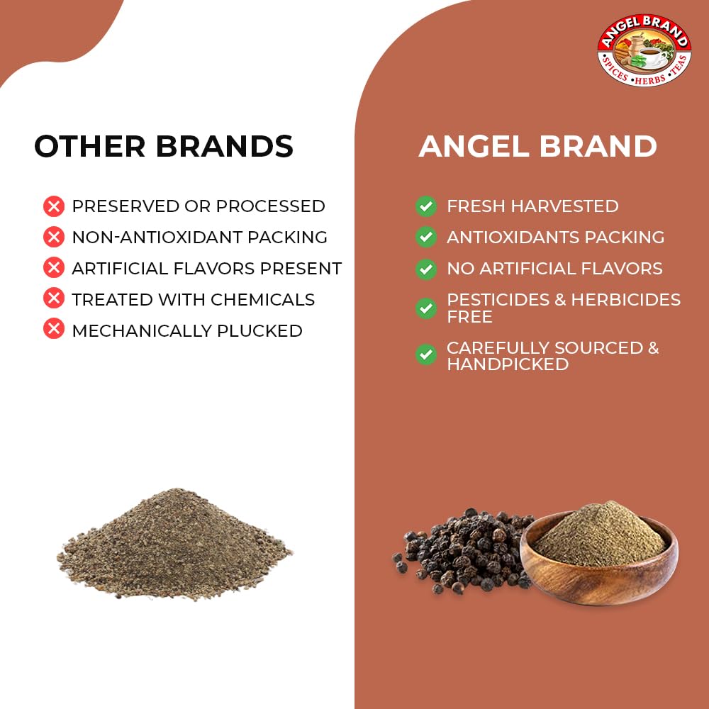 Angel Brand Black Pepper Ground 15 oz Bottle - Fine Ground Black Pepper Powder for Cooking, Seasoning, and Spices - Rich Flavor and Aroma - Perfect