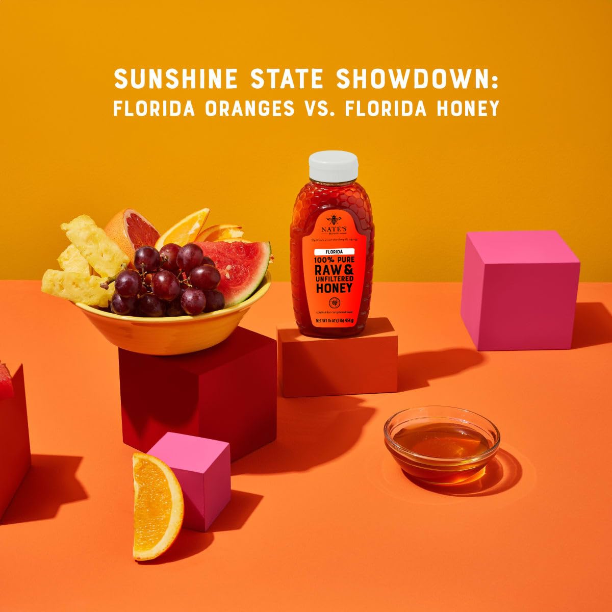 Nate's Florida 100% Pure, Raw & Unfiltered Honey - 16 oz. Squeeze Bottle - All-natural Sweetener