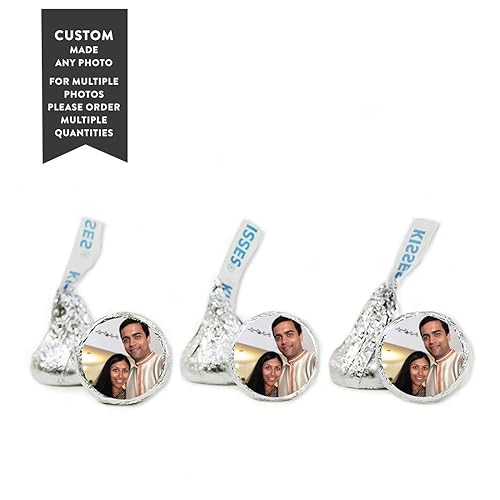 Andaz Press Photo Personalized Chocolate Drop Labels, Fits Kisses, Wedding Just Married, 216-Pack - Custom Made Any Image