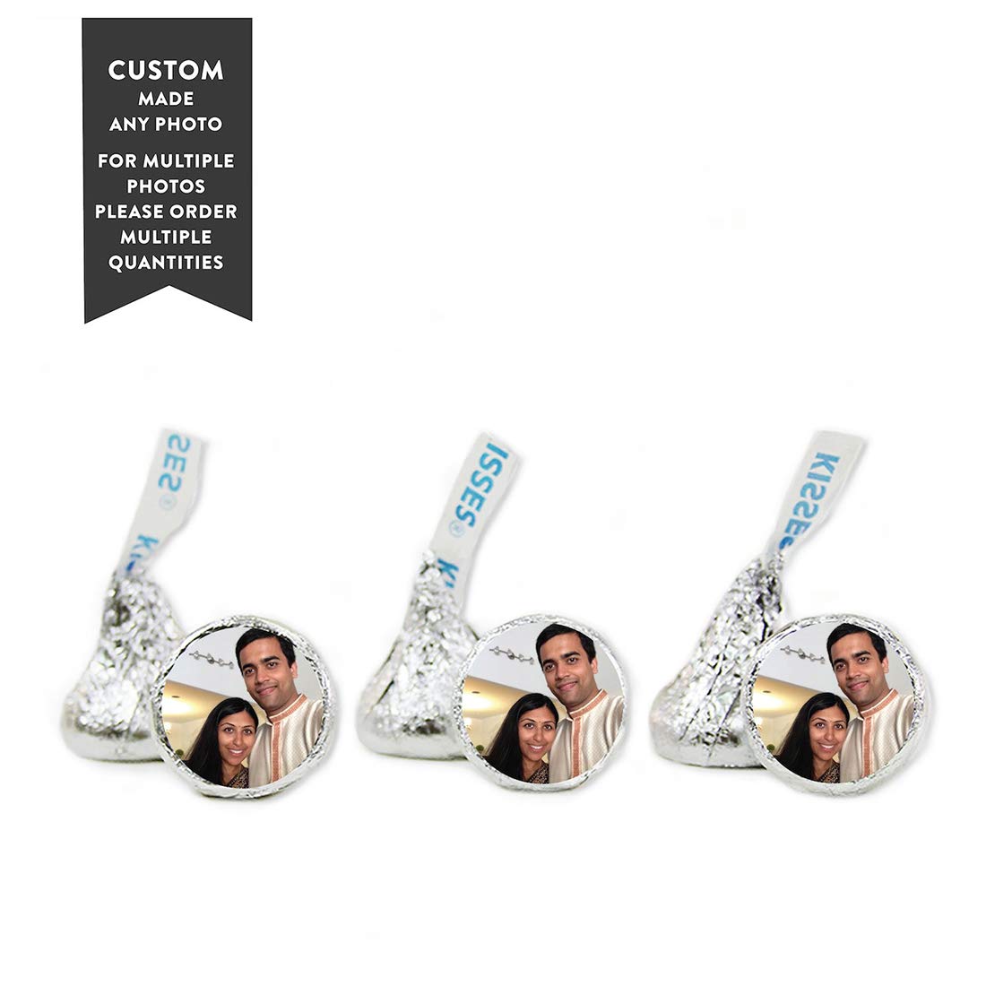 Andaz Press Photo Personalized Chocolate Drop Labels, Fits Kisses, Wedding Just Married, 216-Pack - Custom Made Any Image