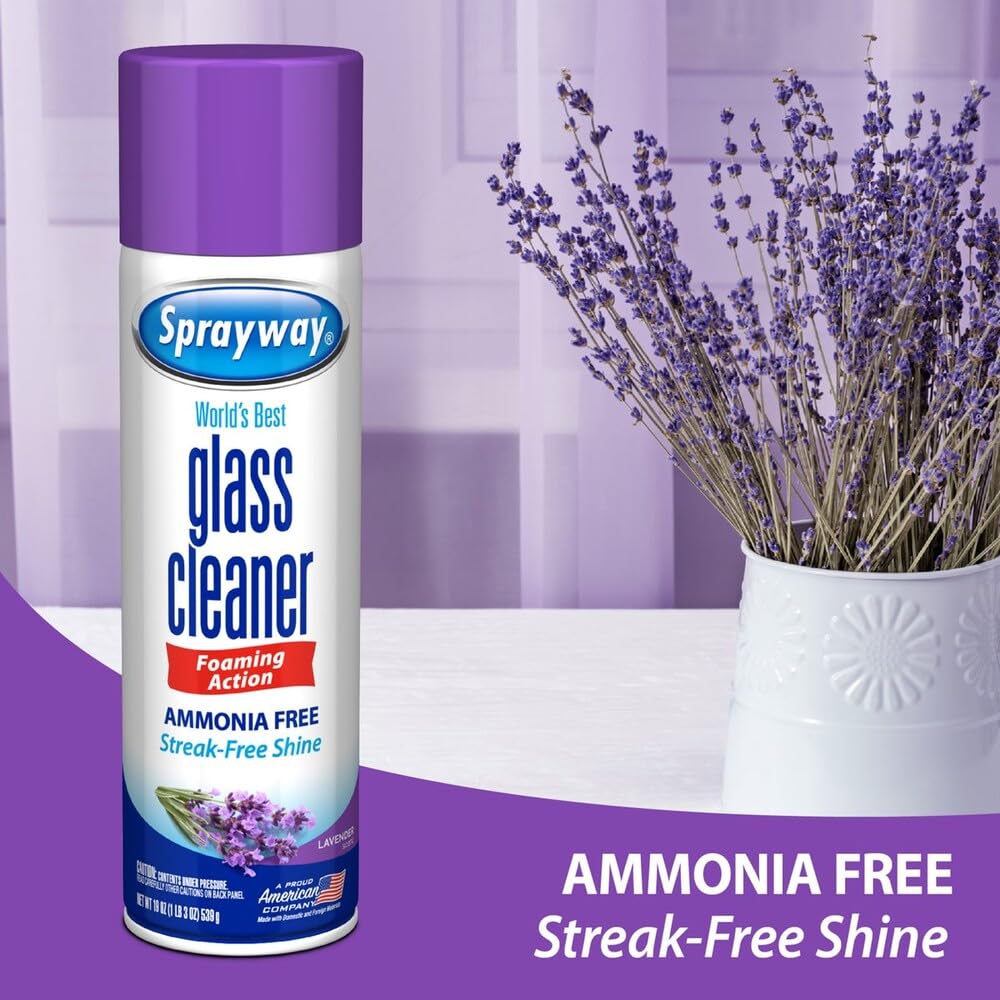Sprayway, Glass Cleaner, Ammonia Free Lavender Scent 19 Ounce