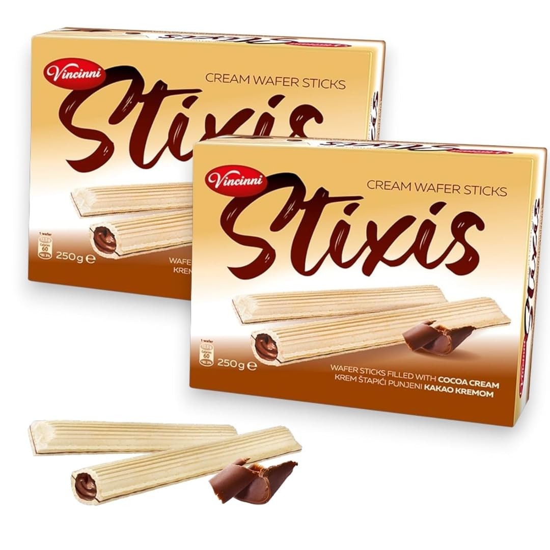 Vincinni Cream Wafer Sticks - Delicious Wafer Snacks with Rich Chocolate Cream for Everyday Enjoyment- Light Italian Cookies Made with Crispy Layers