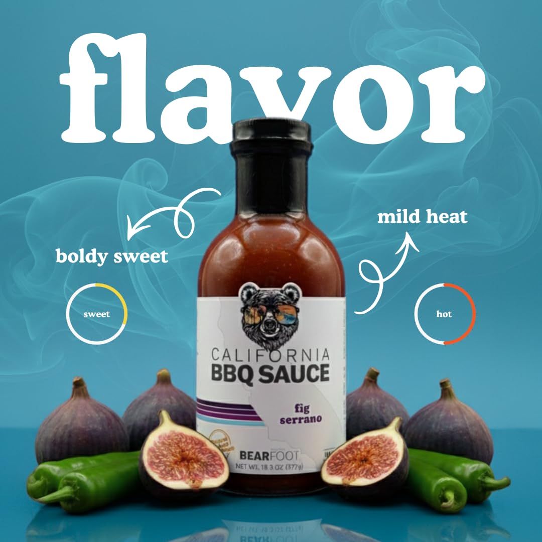 Fig Serrano BBQ Sauce 3-pack - Bearfoot BBQ - Gluten Free, 13.3 oz, Small Batch, Non-GMO, No Preservatives, No Corn Syrup, No Seed Oils. Marinade