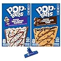 Pop Tarts Frosted Toaster Pastries, Hot Fudge Sundae, Chocolate Chip, 13.5 Ounce (Pack of 2) - with Make Your Day Bag Clip