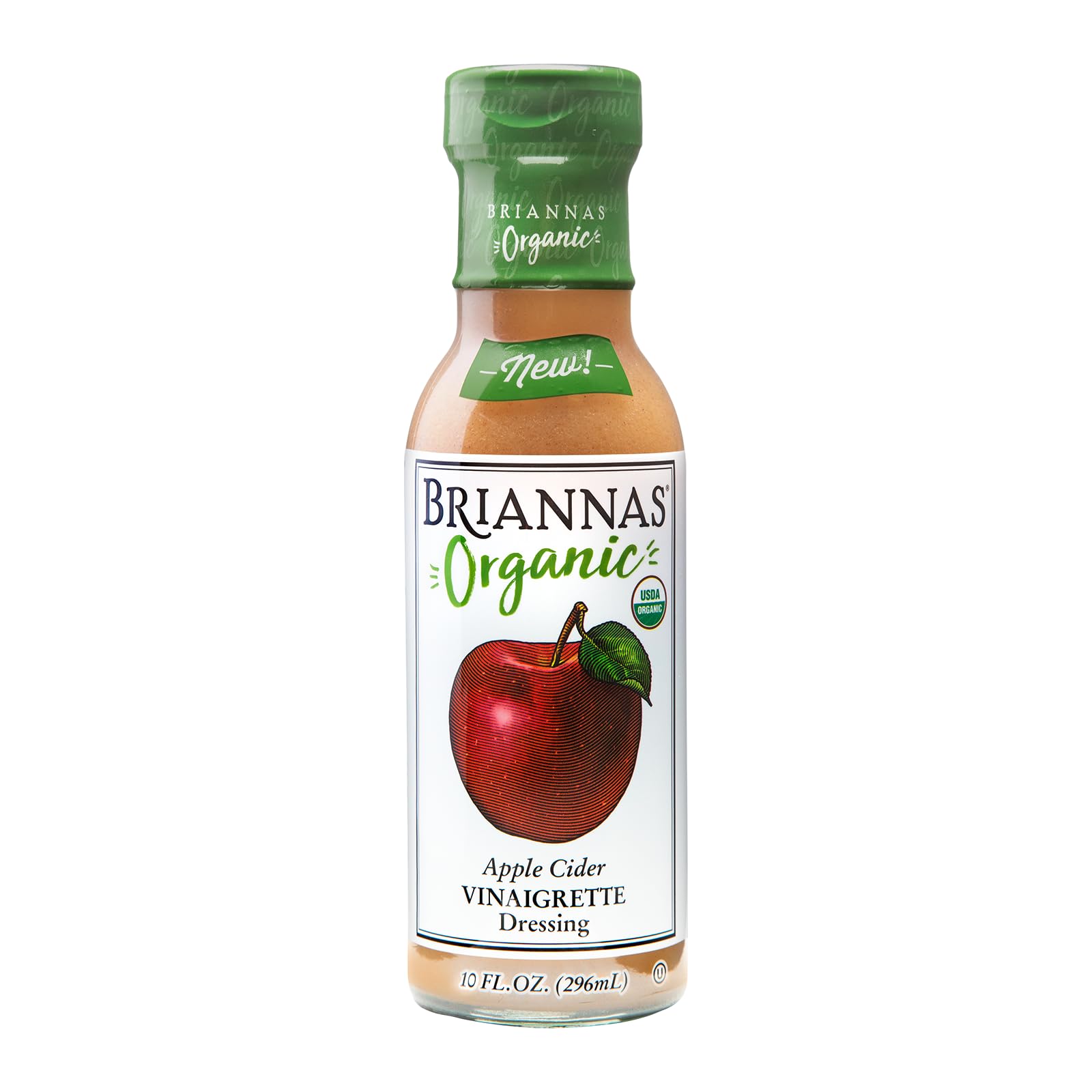 BRIANNAS - Organic Apple Cider Vinaigrette Dressing - Certified Kosher & Organic Salad Dressing made with Premium Ingredients - 10 oz. Bottle