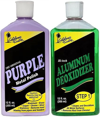 CALIFORNIA CUSTOM - Purple Metal Polish & Aluminum Deoxidizer Kit, No Silicone, Body Shop Safe, Great for Aluminum, Brass, Copper, Chrome, Silver