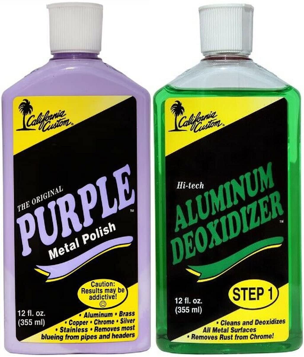 CALIFORNIA CUSTOM - Purple Metal Polish & Aluminum Deoxidizer Kit, No Silicone, Body Shop Safe, Great for Aluminum, Brass, Copper, Chrome, Silver