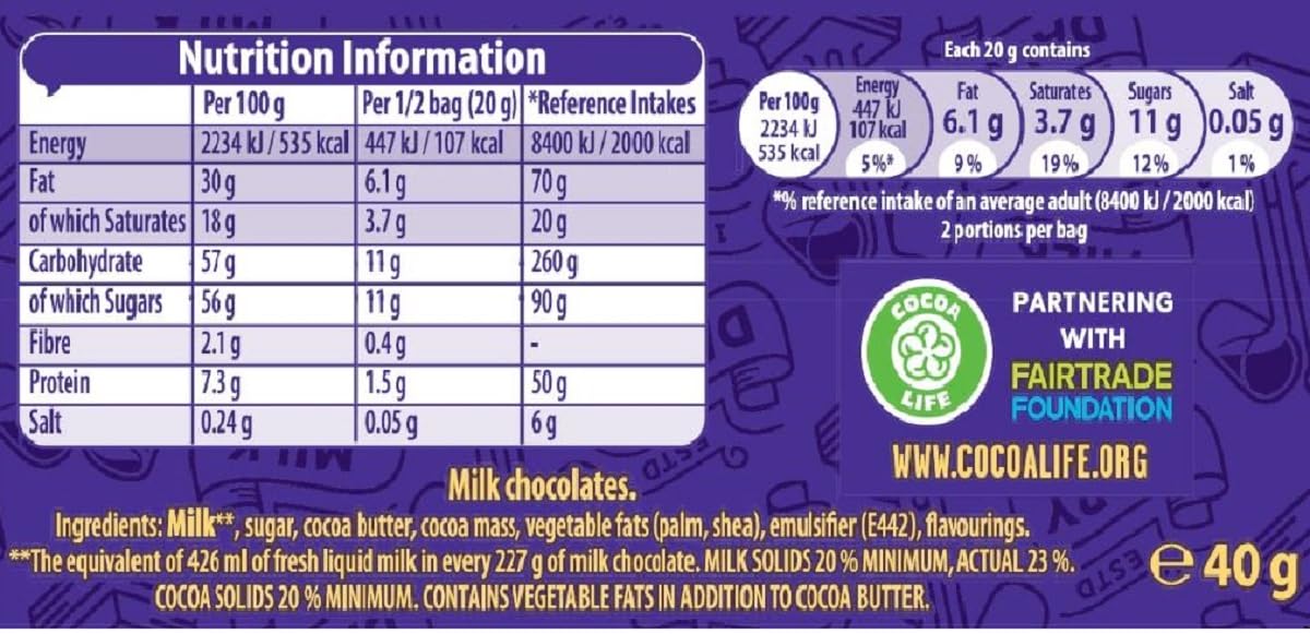 Cadbury Giant Buttons Bitesize | Total 12 bags of British Chocolate Candy - Cadbury Giant Buttons