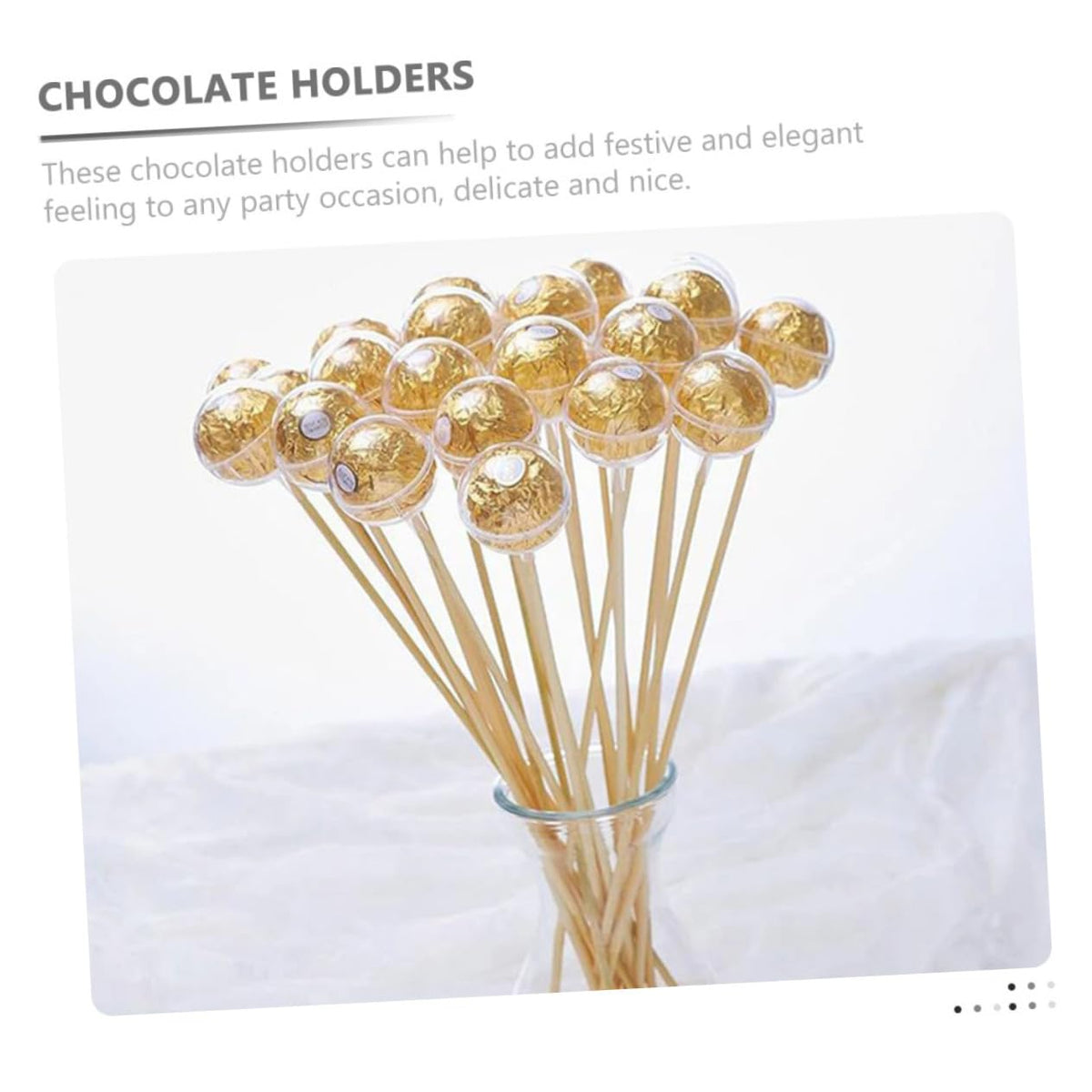 HAPINARY 100pcs Chocolate Holder Sticks for Bouquets Elegant Water Wrappers for Weddings Valentine Day and Tea Parties