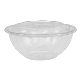 ECO PRODUCTS Compostable 24oz Salad Bowl, Clear PLA Plastic, With Lid, Case of 150, Grab 'n' Go Round Cold Takeout Food Containers, Renewable