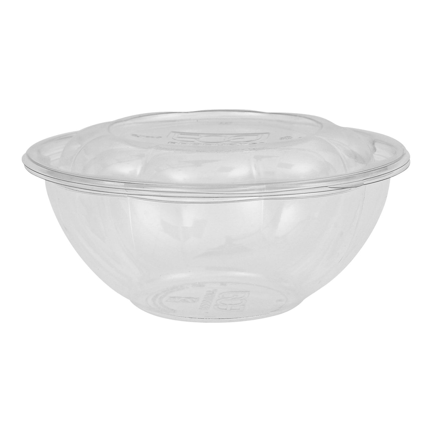 ECO PRODUCTS Compostable 24oz Salad Bowl, Clear PLA Plastic, With Lid, Case of 150, Grab 'n' Go Round Cold Takeout Food Containers, Renewable