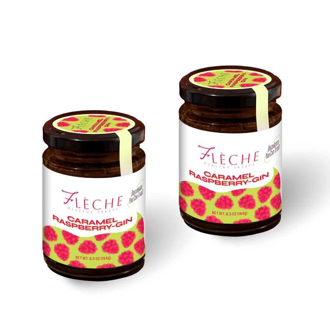 Flèche Raspberry Spread, Vegan Plant-Based, Refined Sugar-Free, Gluten-Free 6.5 oz (Two Jars, 13, Fl Oz)