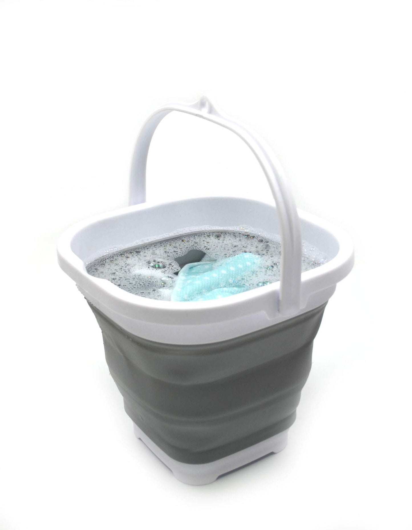SAMMART Set of 2-2.6L (0.68 Gallon) Super Mini Sqare Collapsible Plastic Bucket - Foldable Square Tub - Portable Fishing Water Pail - Space Saving