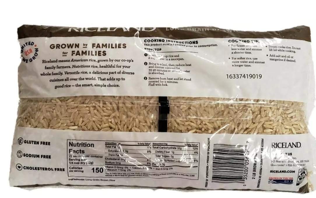 Riceland Natural Large Brown Rice, 2 lb