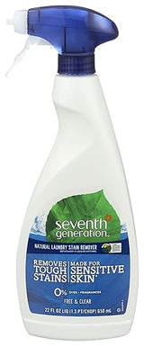 Seventh Generation Natural Laundry Stain Remover, Free & Clear, 16 oz Spray Bottle