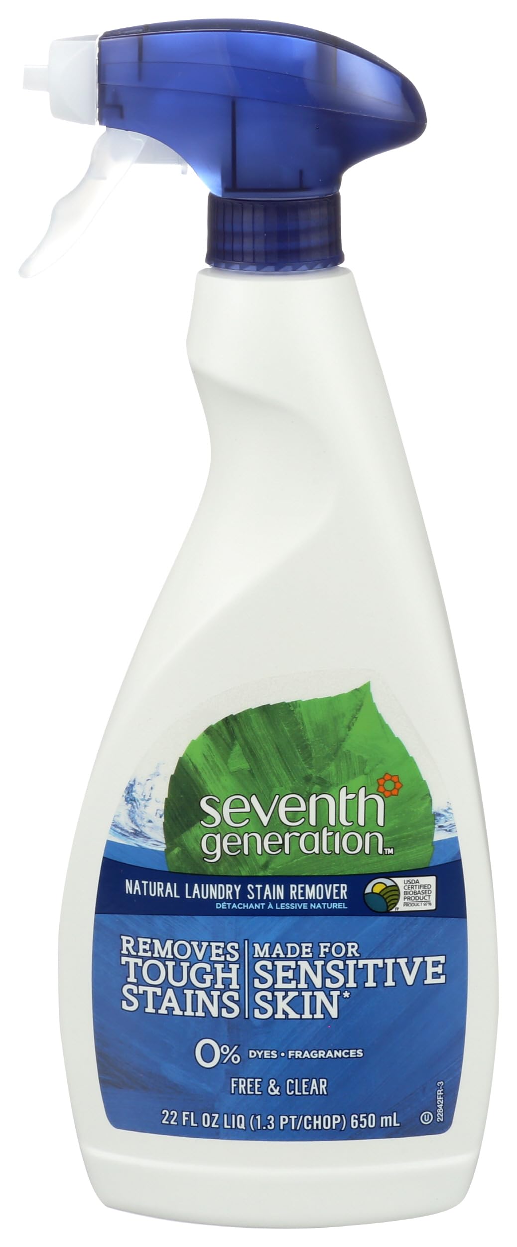 Seventh Generation Natural Laundry Stain Remover, Free & Clear, 16 oz Spray Bottle