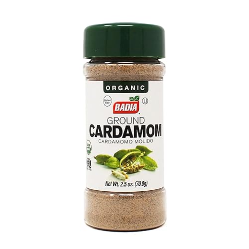 Badia Organic Ground Cardamom, 2.5 oz - Aromatic & Warm Spice for Baking, Cooking, and Beverages