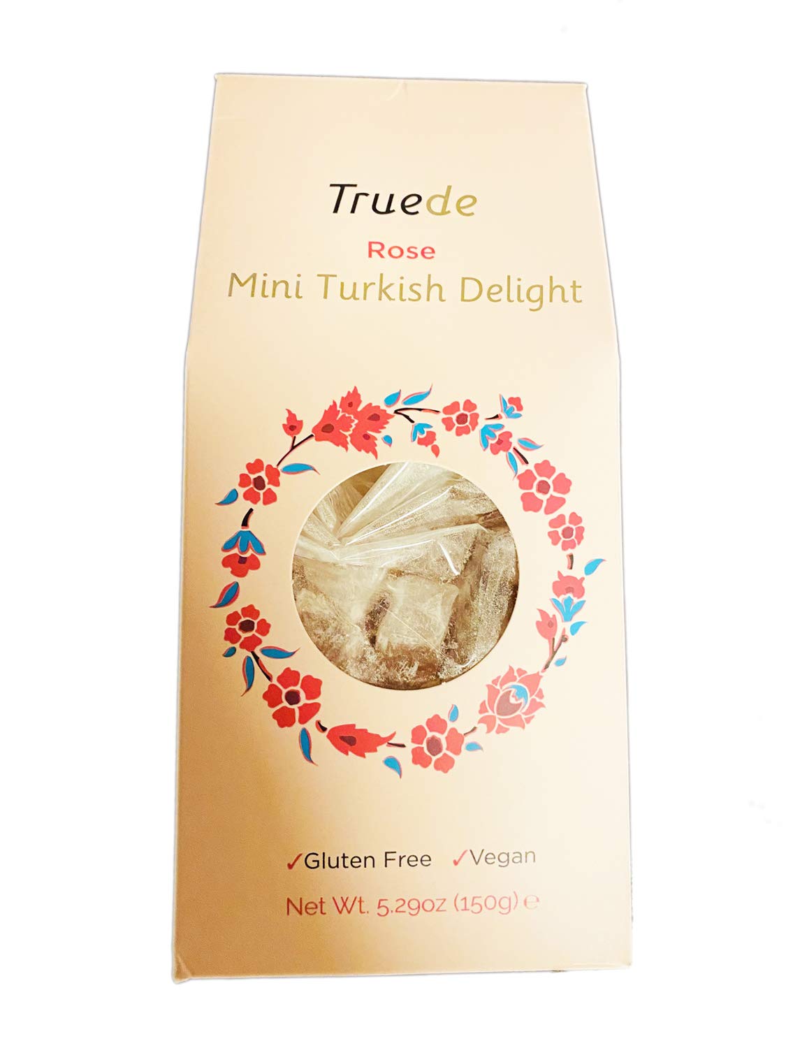 Truede Rose Mini Turkish Delight 5.29 Oz! Rose Flavored Turkish Delight Candy! Alcohol Free And No Gelatine! Gluten Free, Vegan and Kosher! Fruity