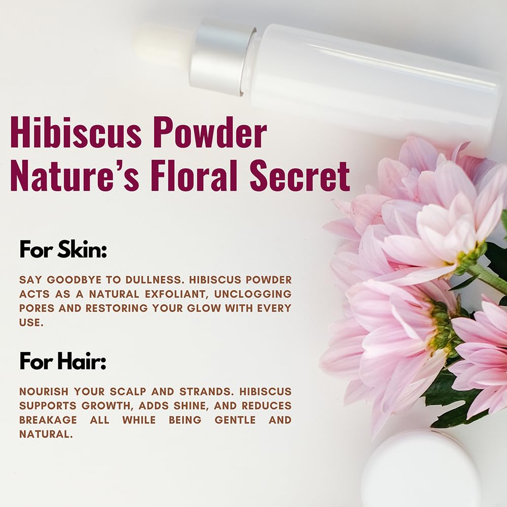 Hibiscus Powder for Skin 227g | Hibiscus Powder for face (8 oz) | 100% Pure Raw Hibiscus Powders for Hair, Skin & Tea | Vegan, Non GMO, Gluten