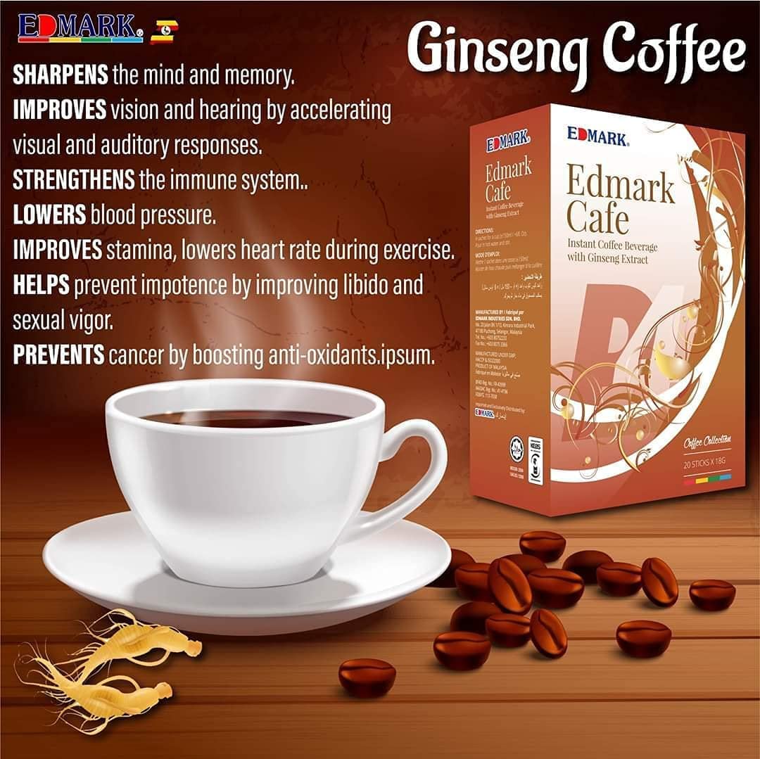 EDMARK Ginseng Coffee Pods | Arabica Coffee Blend Infused w/Ginseng | Supports Energy, Focus, Vitality & Overall Wellness | Low Sugar, Aspartame-Free