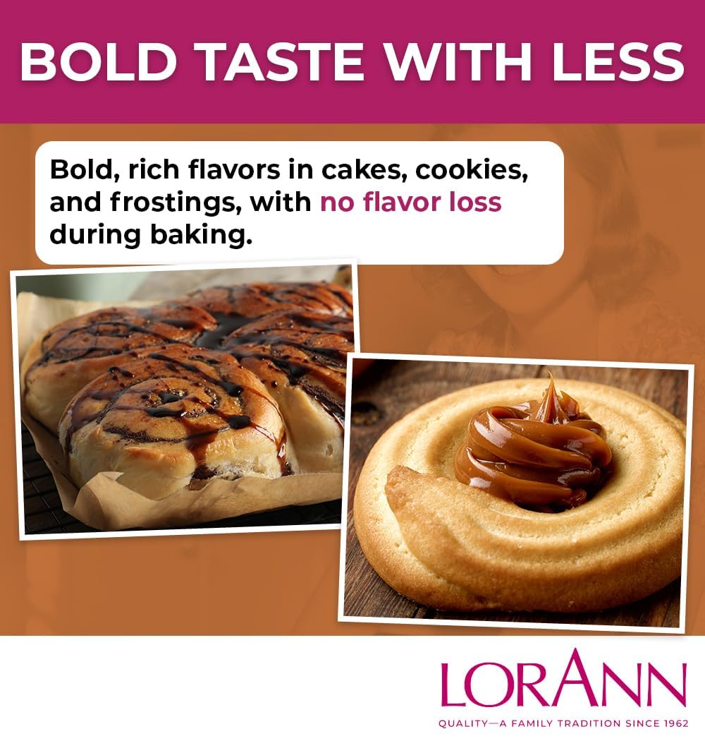 Lorann Oils Caramel Bakery Emulsion: Rich Flavor, Perfect for Boosting Sweet Caramel Notes in Cakes, Cookies & Desserts, Gluten-Free, Keto-Friendly